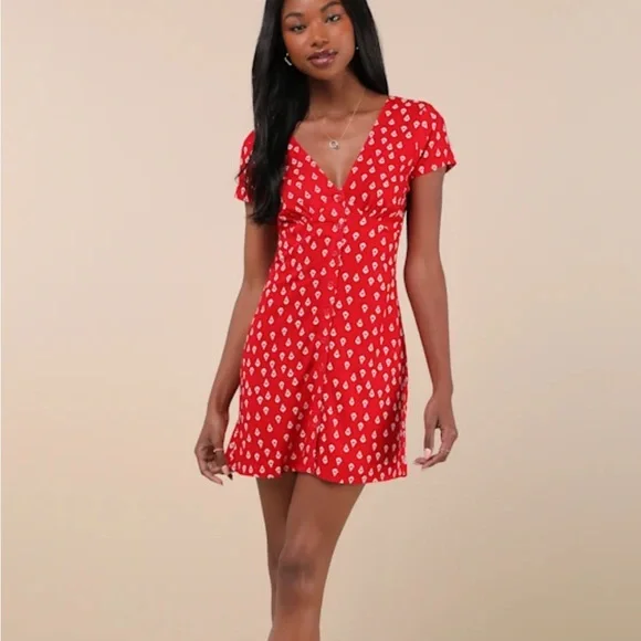 Lulus | Dresses | Nwt Motel Omoni Red Anchor Print Buttonfront Short Sleeve  Mini Dress From Lulus | Poshmark